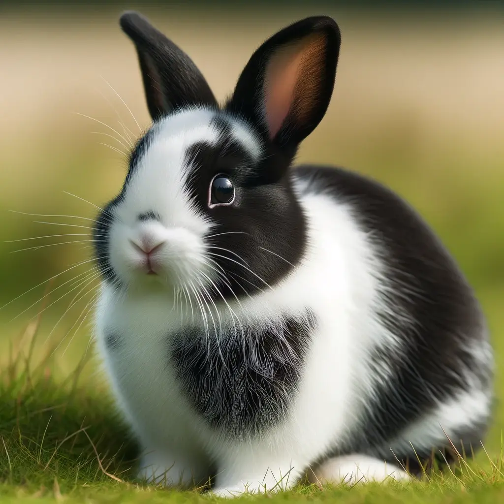 Hollender kanin sitter ute i gresset